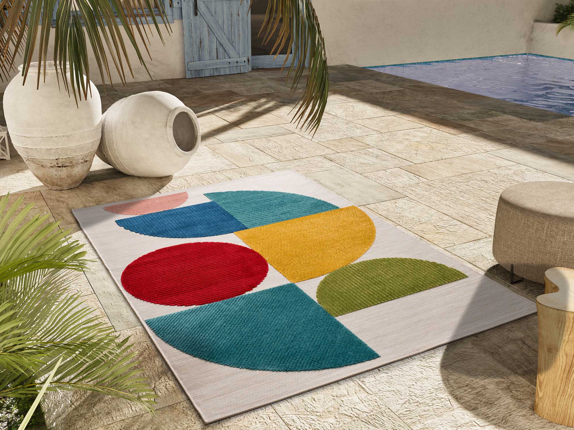 Outdoor-Indoor geprägter Teppich Mila 23522 Multicolour
