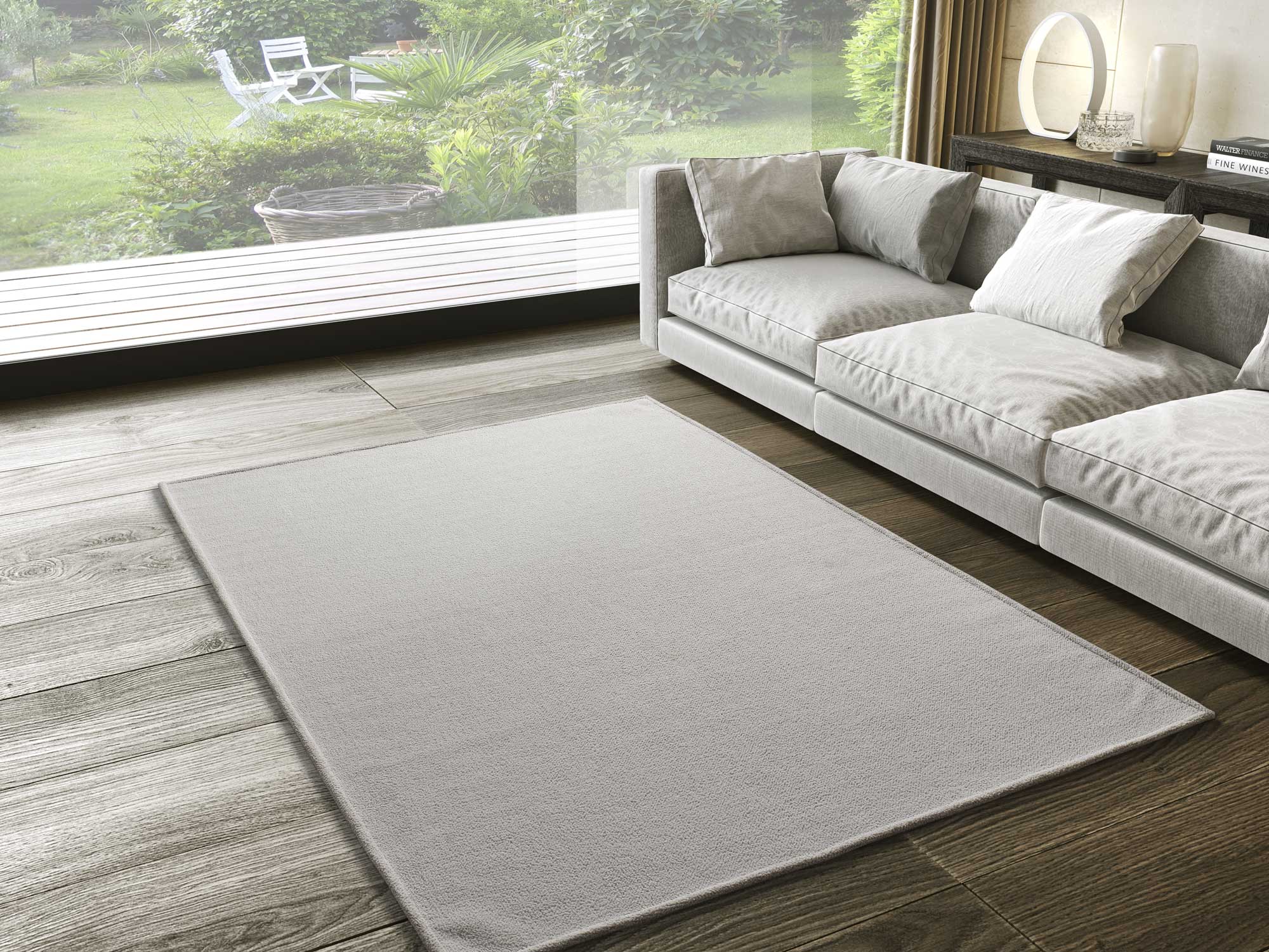 Atticgo alfombra saffi liso blanco ambiente