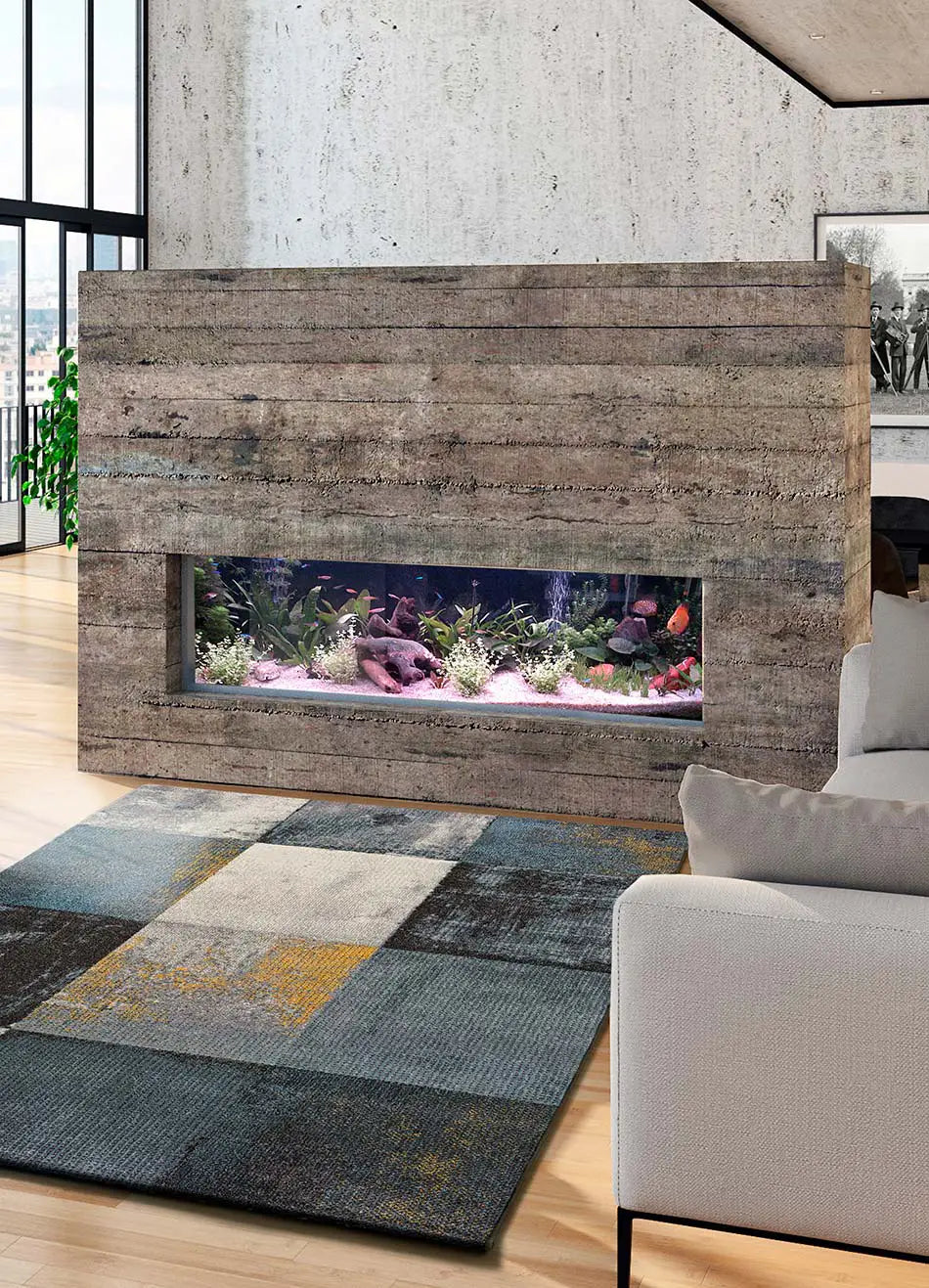 Atticgo Alfombra geométrica Adra 12152 Gris Ambiente