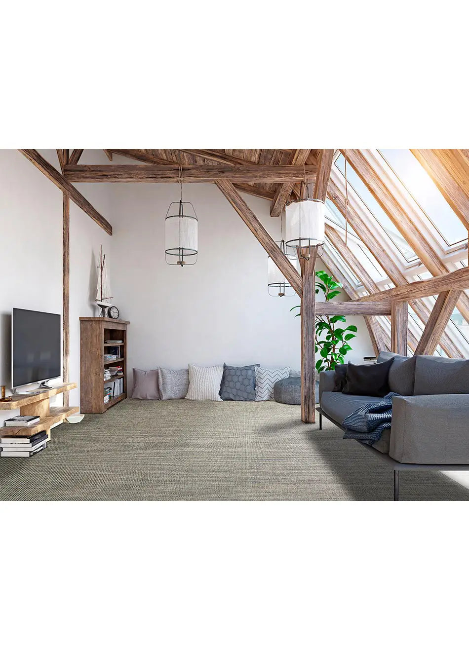 Alfombra a medida de exterior África 4025 Gris en salón | Atticgo