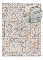 Alfombra étnica con relieve Amara 12989 Plata Atticgo