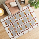 Alfombra geométrica con relieve Amara 12990 Blanco en ambiente | Atticgo