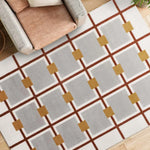 Alfombra geométrica de salón con relieve Amara 12990 Blanco | Atticgo