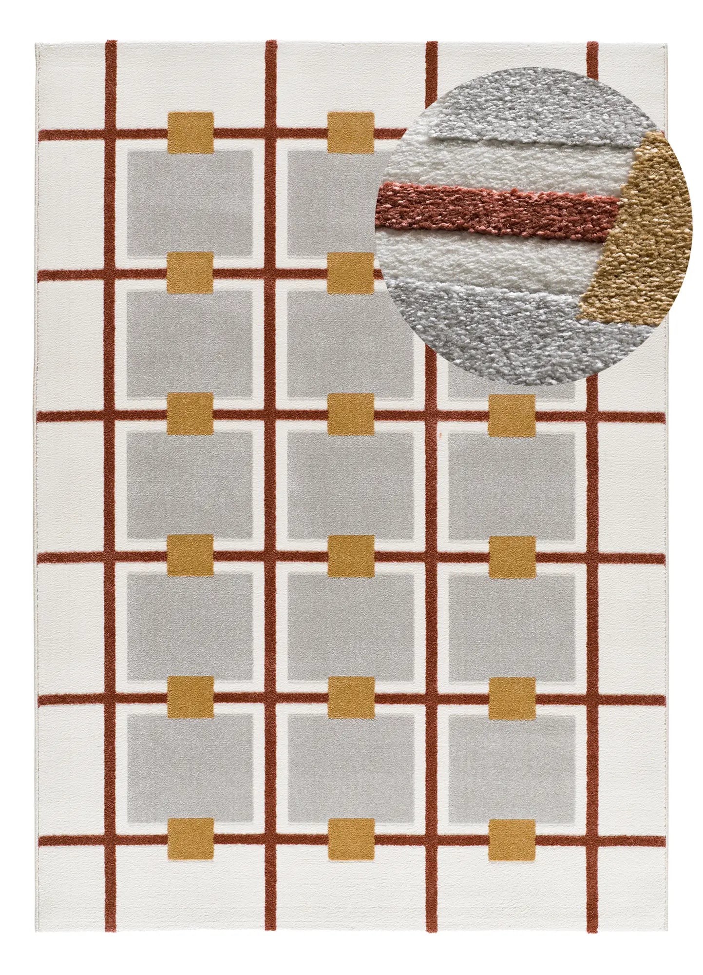Alfombra geométrica con relieve Amara 12990 Blanco | Atticgo