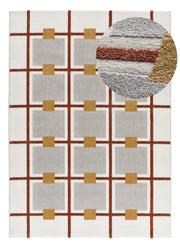 Alfombra geométrica con relieve Amara 12990 Blanco | Atticgo