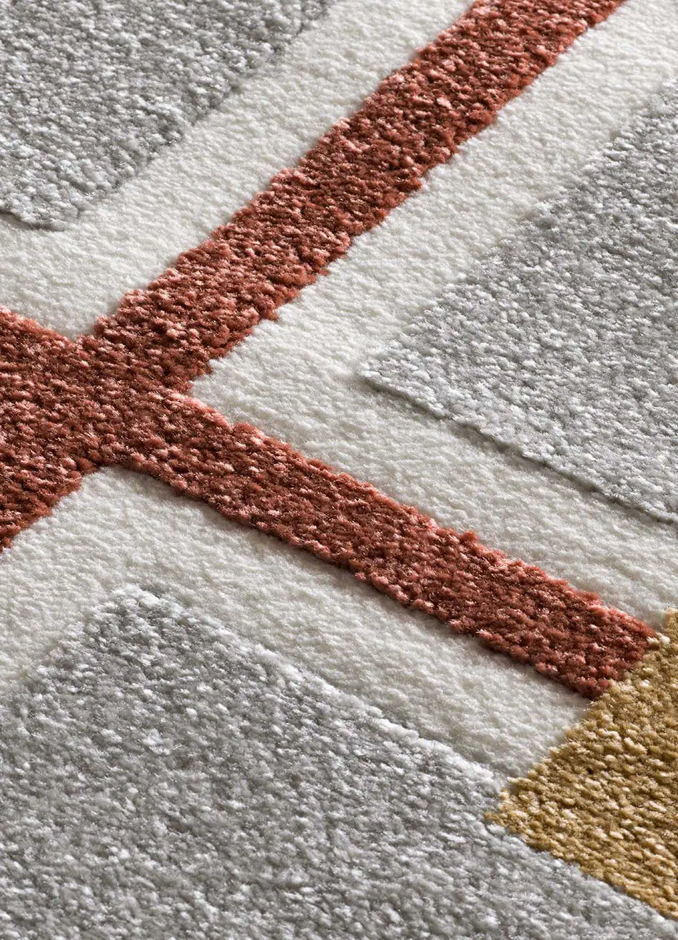 Alfombra geométrica con relieve Amara 12990 Blanco Detalle | Atticgo