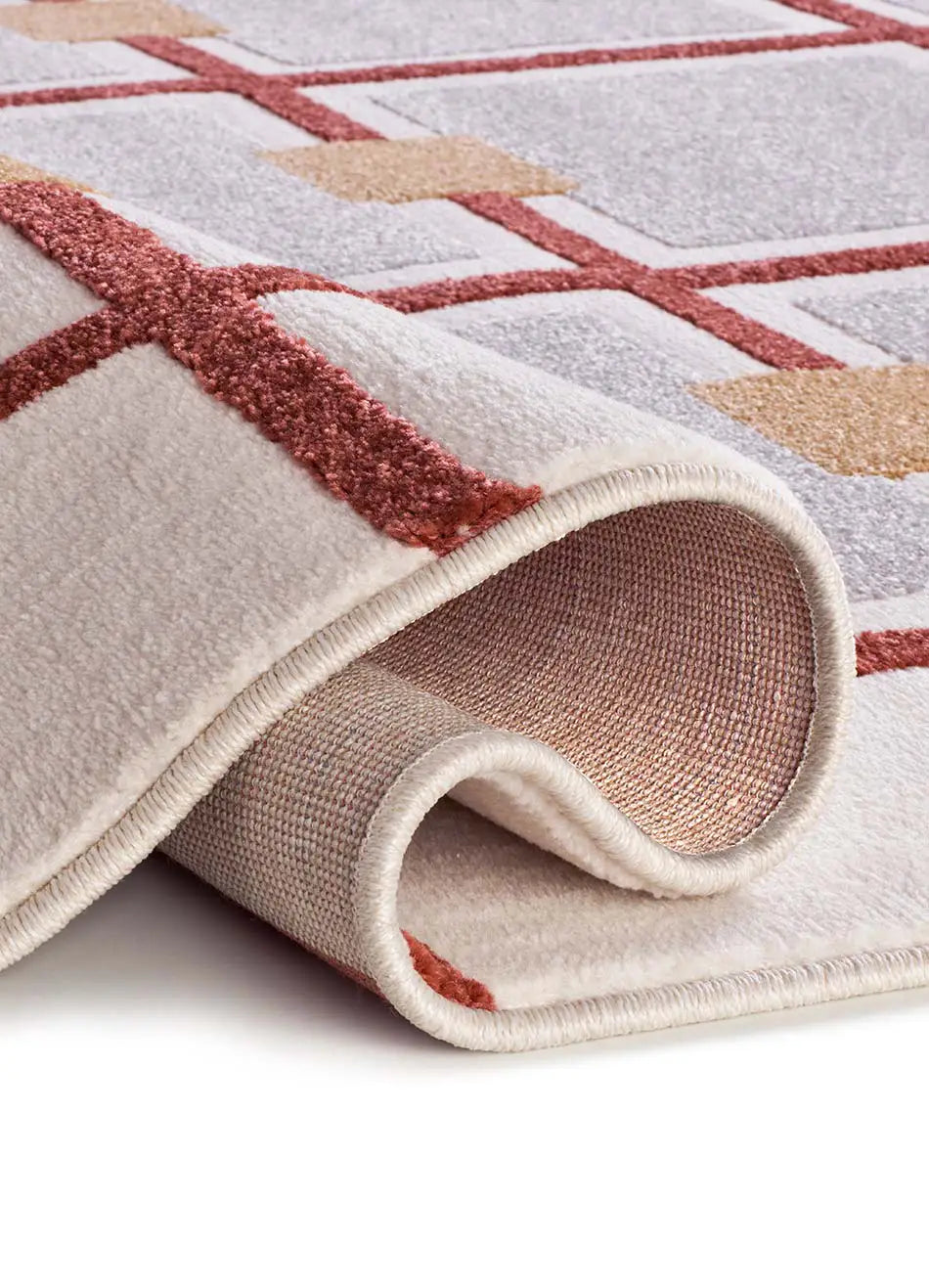 Alfombra geométrica con relieve Amara 12990 Blanco Reverso | Atticgo