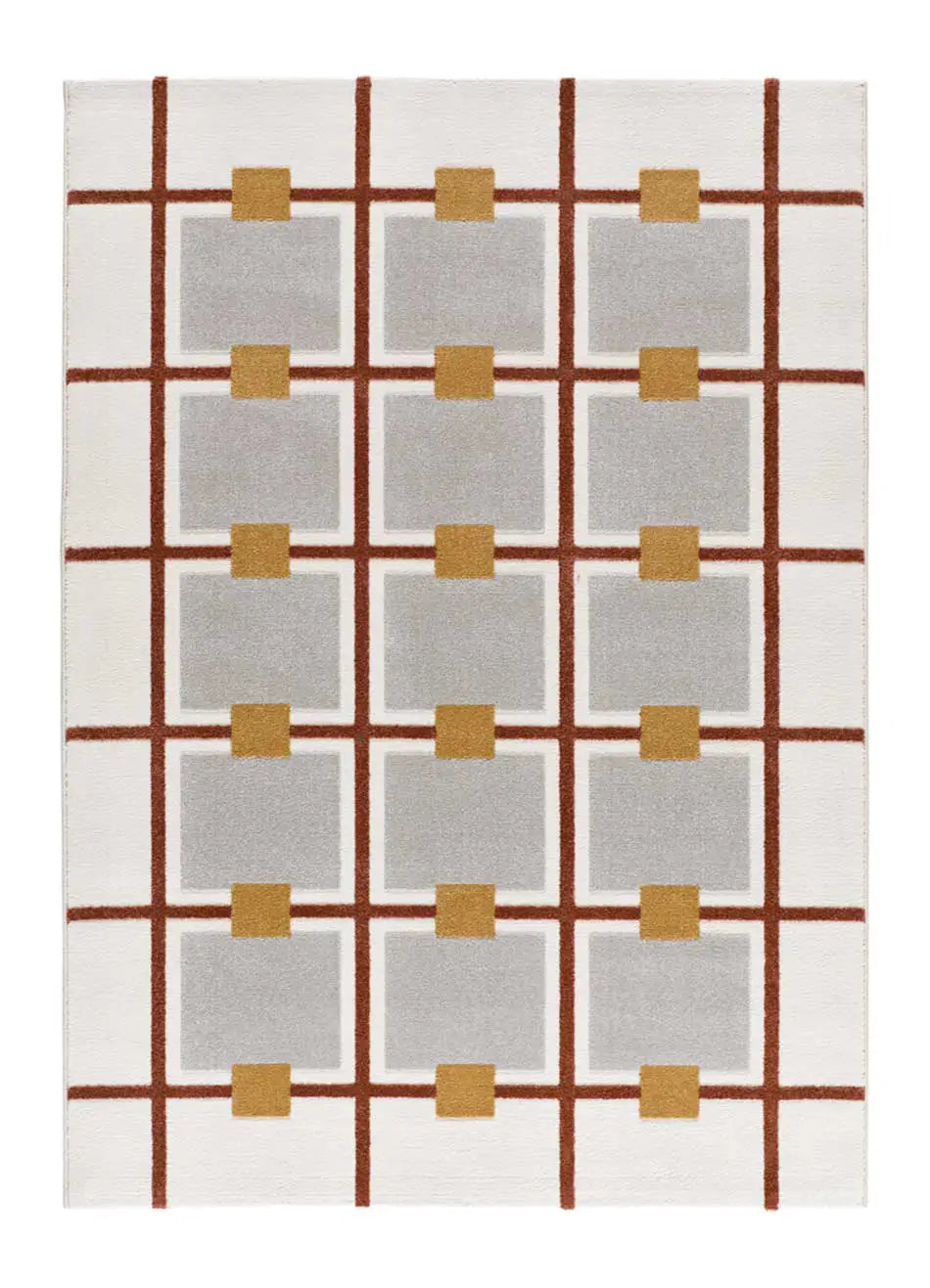 Alfombra geométrica con relieve Amara 12990 Blanco alfombra | Atticgo