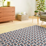 Alfombra salón geométrica con relieve Amara 13000 Azul Atticgo