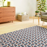 Alfombra salón geométrica con relieve Amara 13000 Azul Atticgo