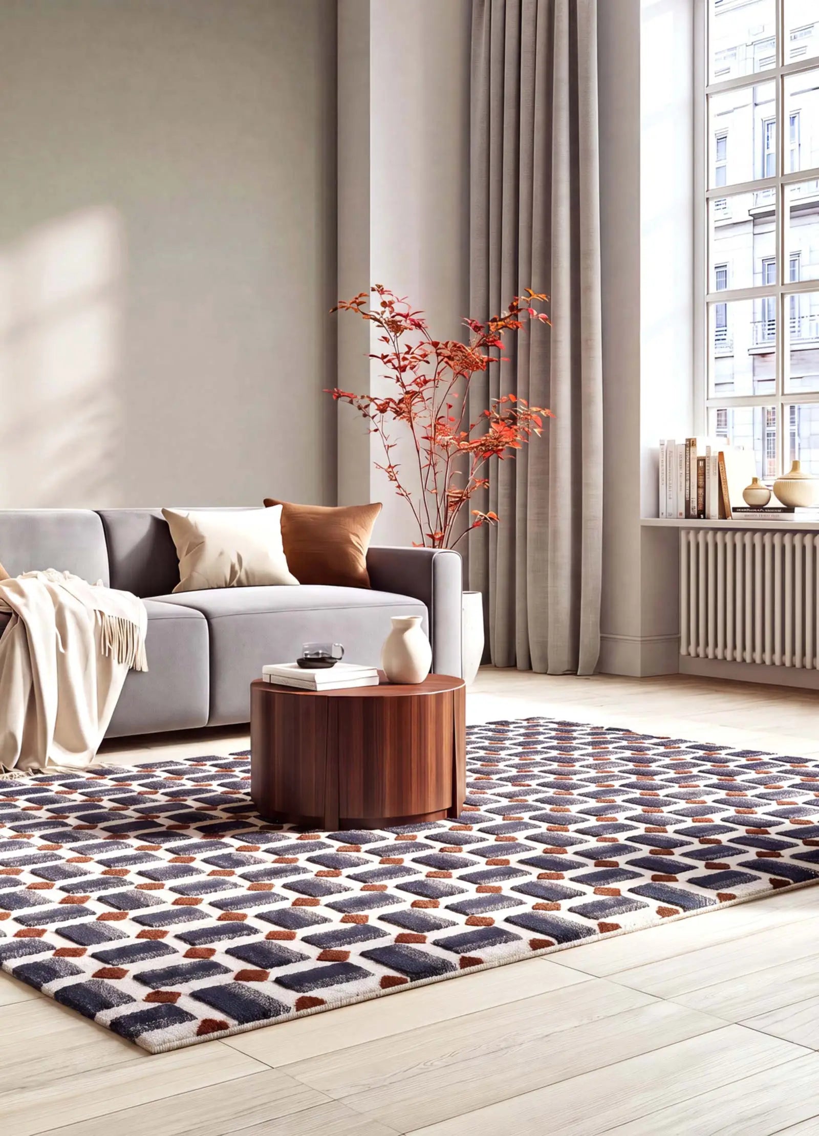 Alfombra geométrica salón con relieve Amara 13000 Azul Atticgo