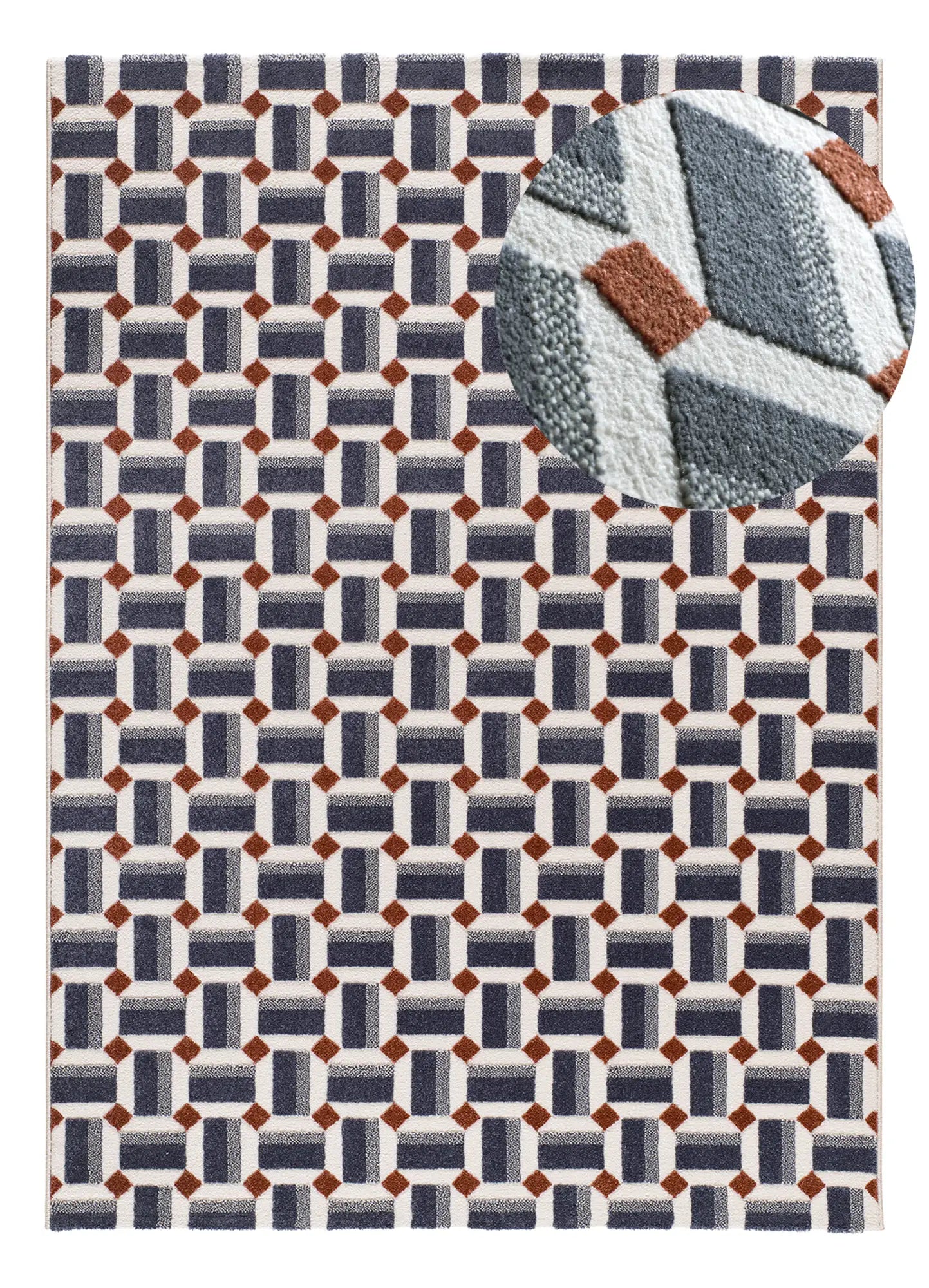 Alfombra geométrica con relieve Amara 13000 Azul Atticgo