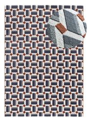Alfombra geométrica con relieve Amara 13000 Azul Atticgo