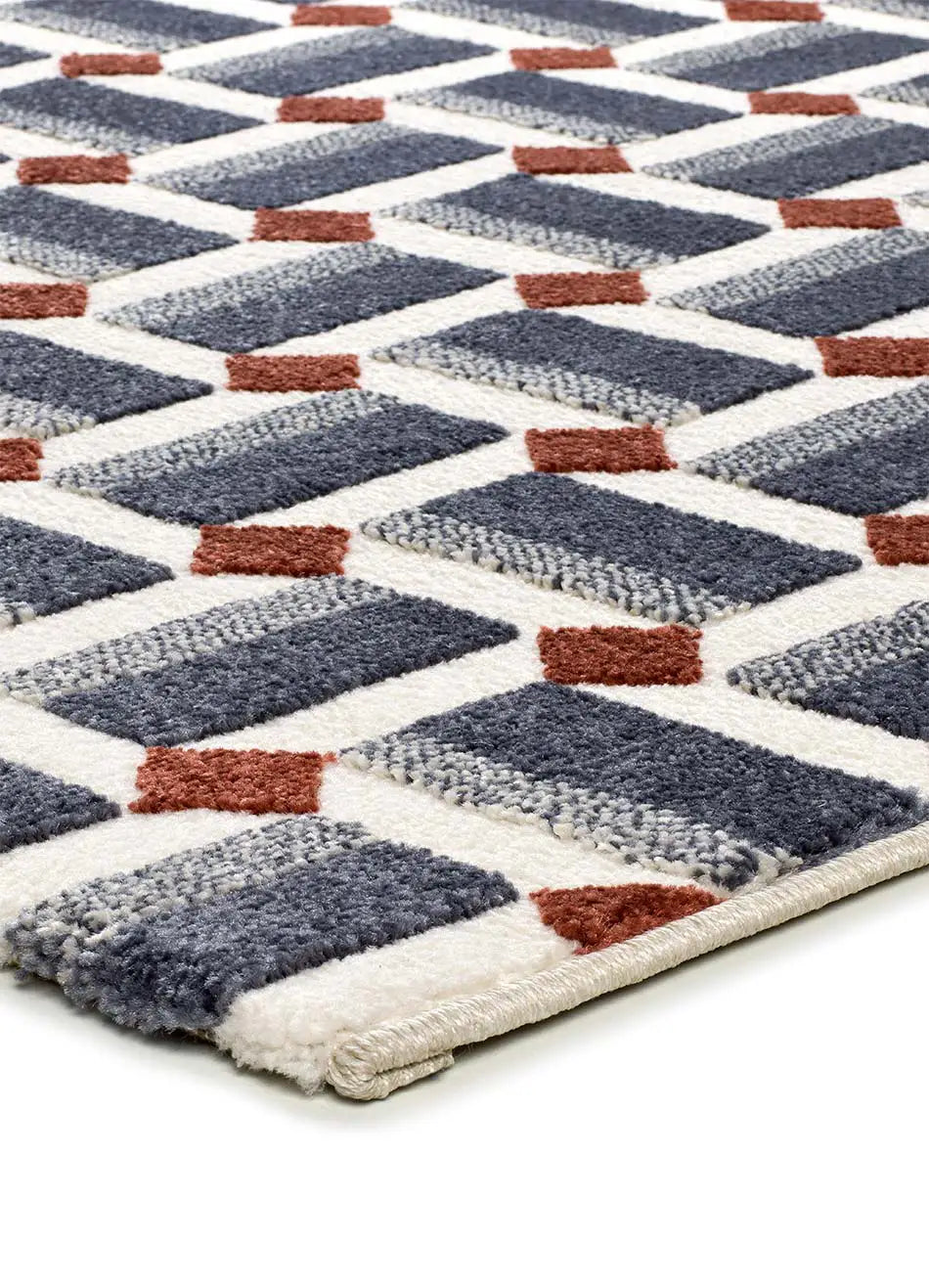 Alfombra esquina geométrica con relieve Amara 13000 Azul Atticgo