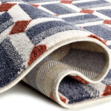 Alfombra geométrica doblada con relieve Amara 13000 Azul Atticgo