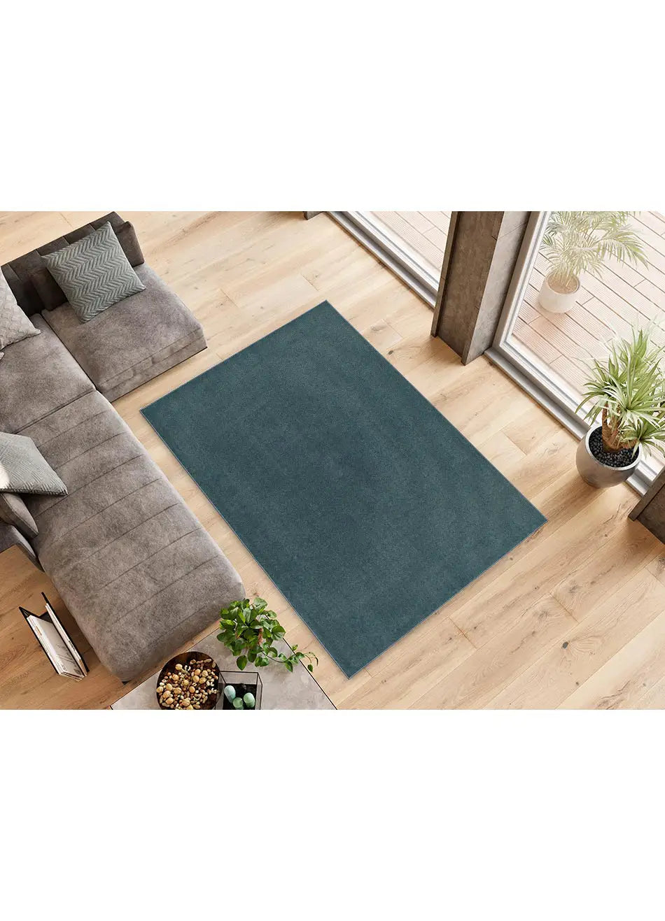 Alfombra a medida de salón Ámbar Liso Azul Atticgo