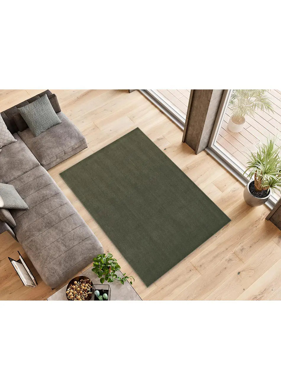 Alfombra a medida para salón Ámbar Liso Verde Atticgo