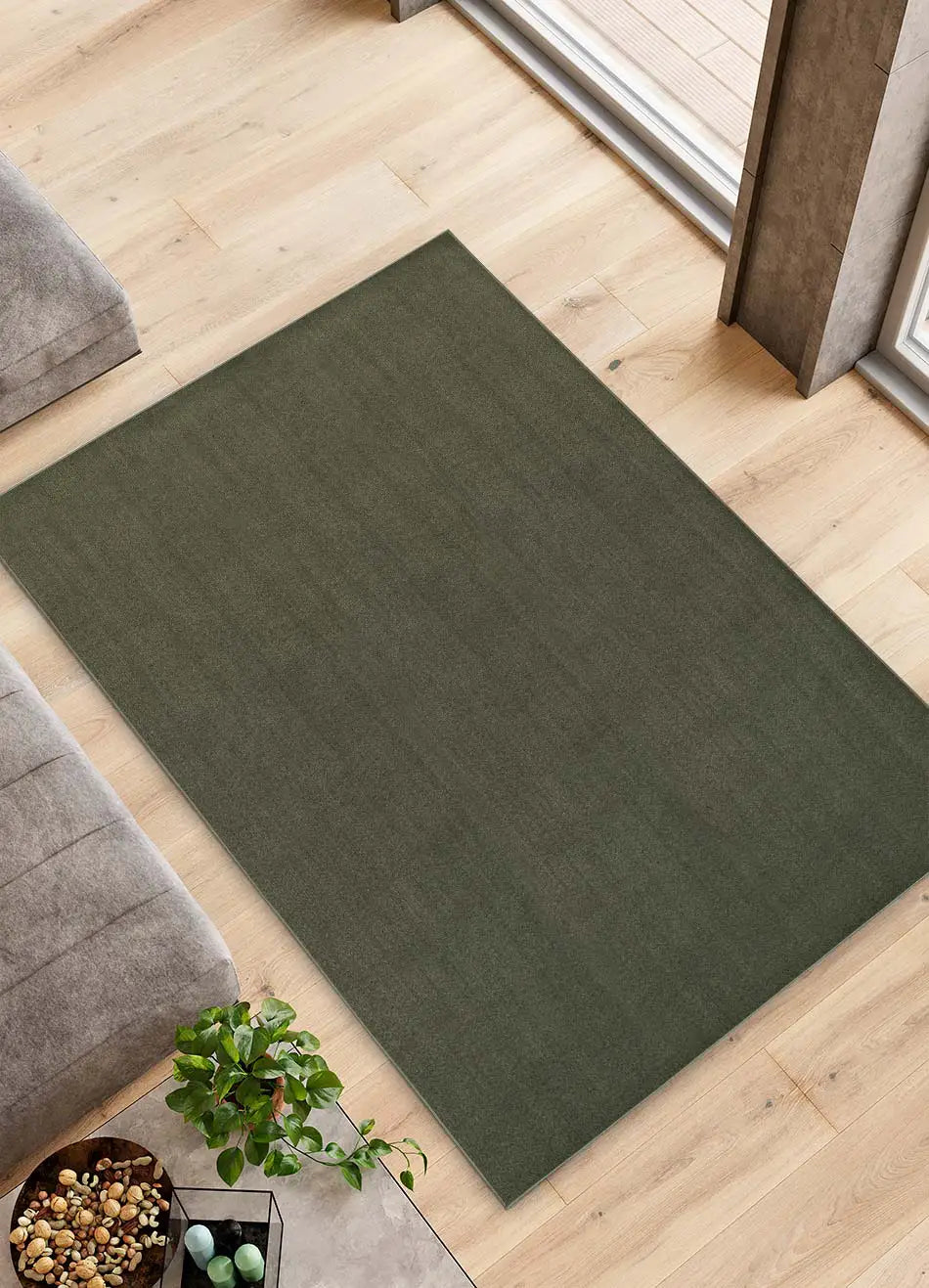 Alfombra a medida salón Ámbar Liso Verde Atticgo