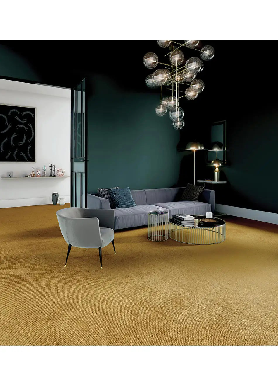 Alfombra a medida de salón Ámbar Liso Mostaza Atticgo