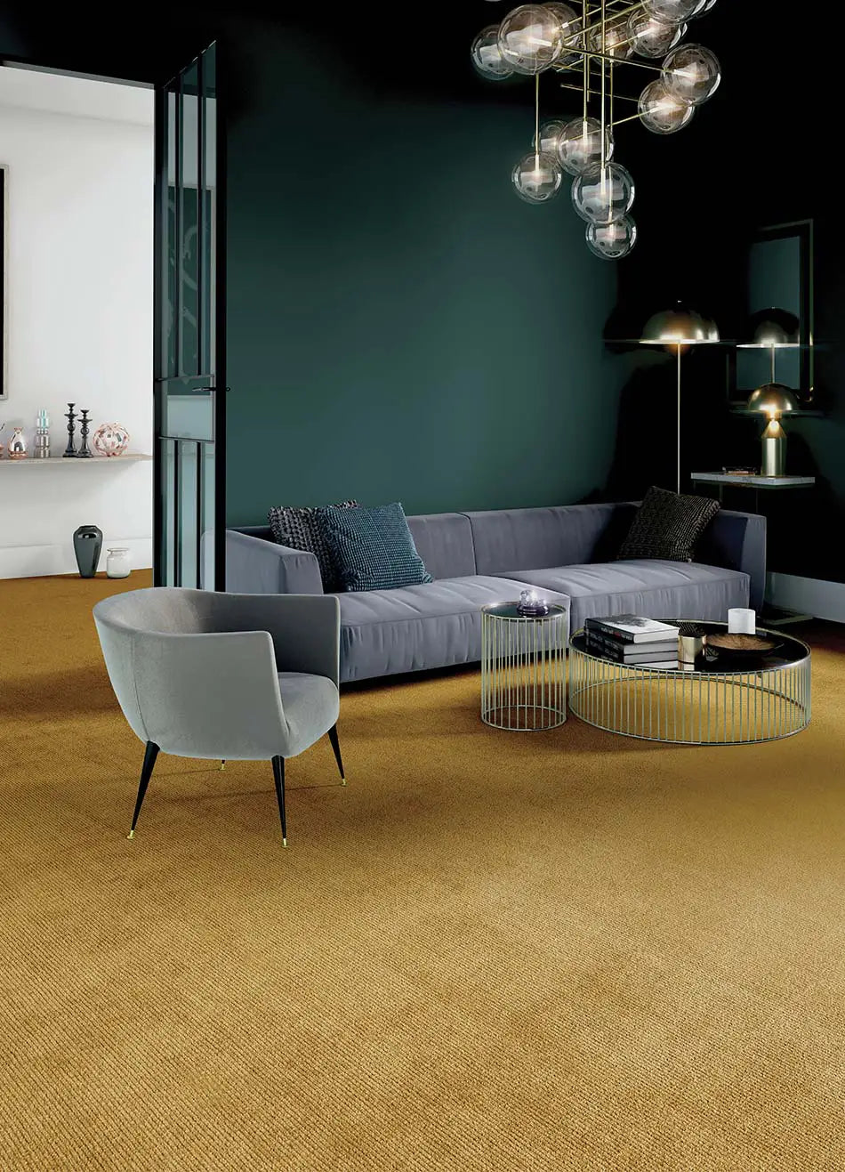 Alfombra a medida salón Ámbar Liso Mostaza Atticgo