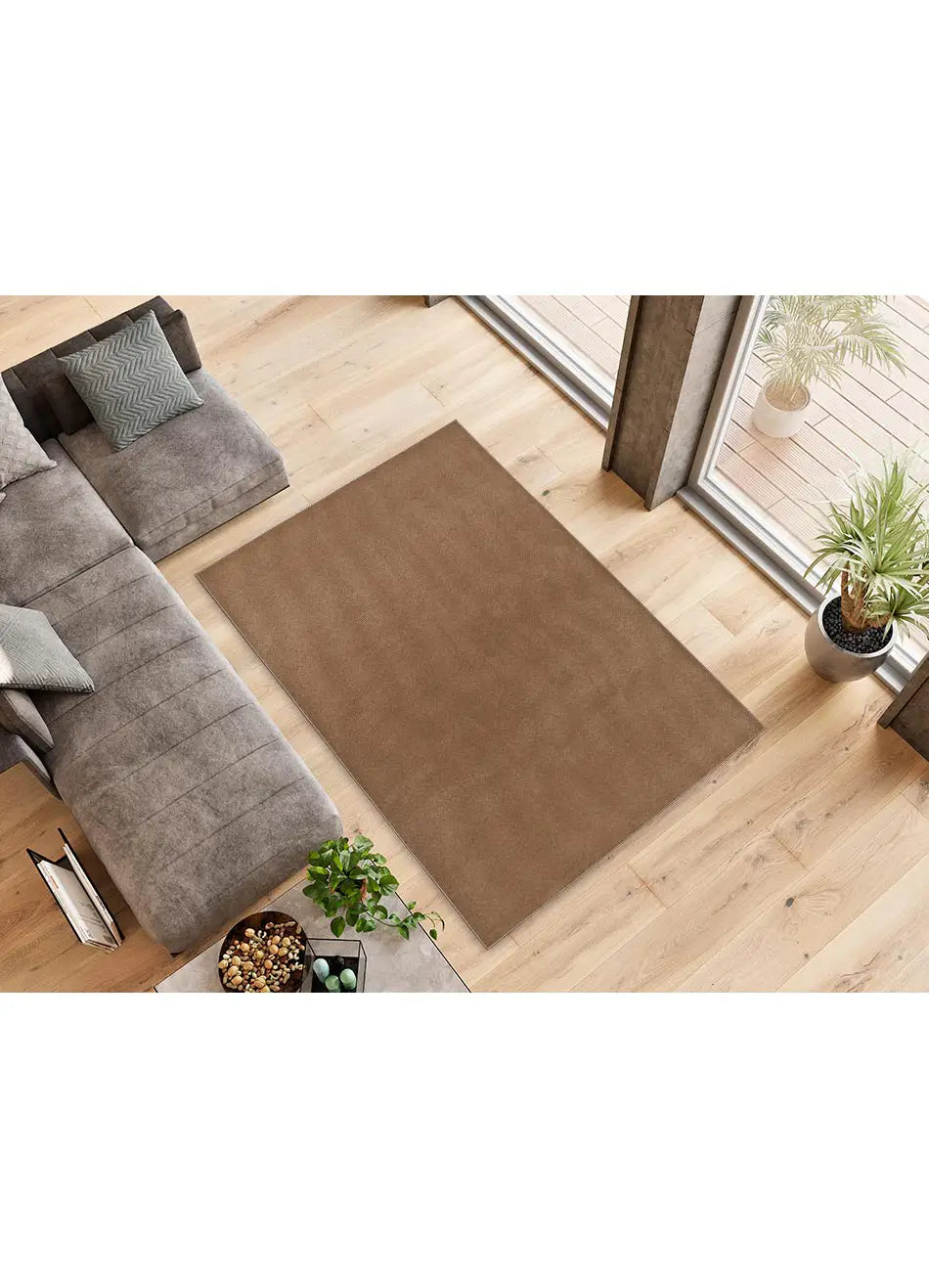 Alfombra a medida de salón Ámbar Liso Beige Atticgo