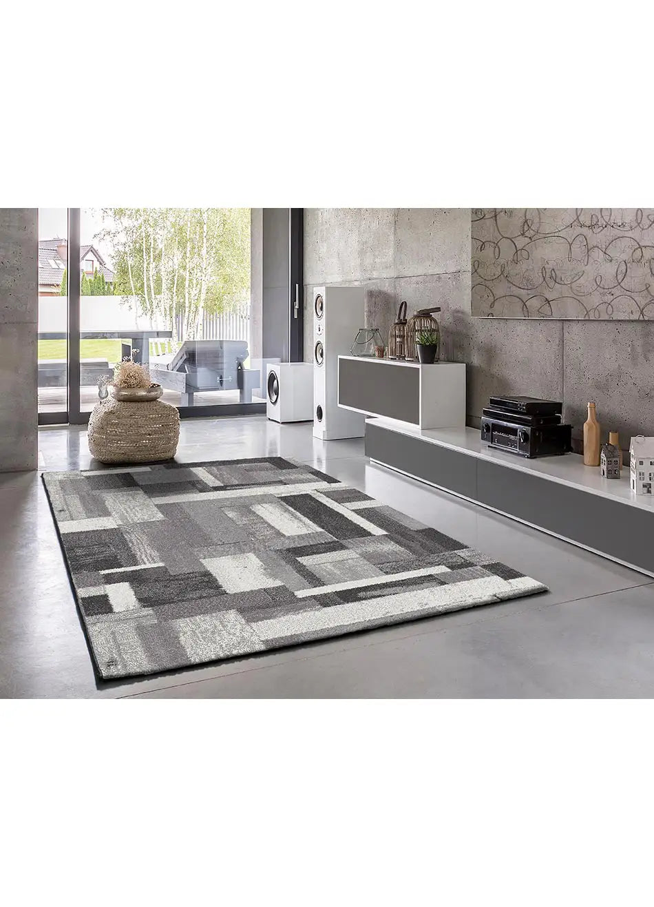 Alfombra ambiente geométrica Amber 12006 Gris Atticgo