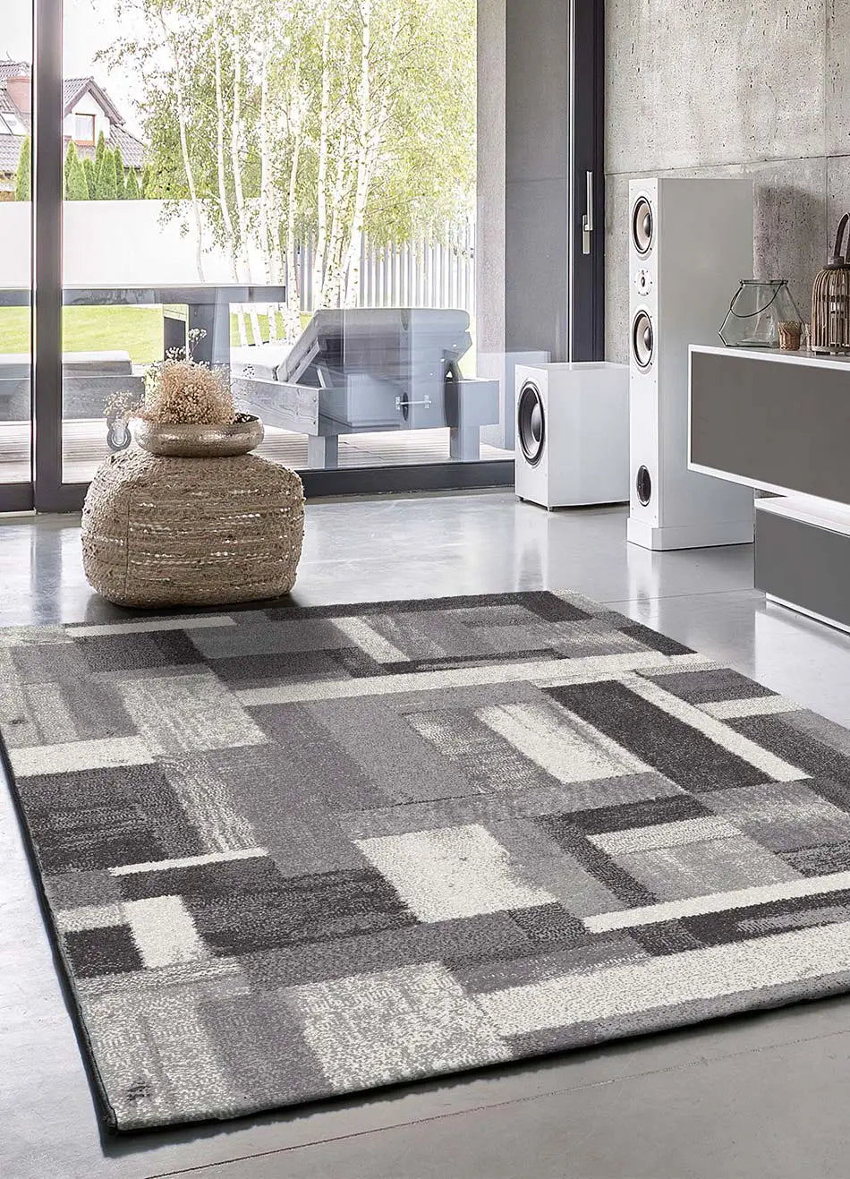Alfombra salón geométrica Amber 12006 Gris Atticgo