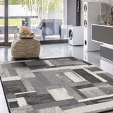 Alfombra salón geométrica Amber 12006 Gris Atticgo
