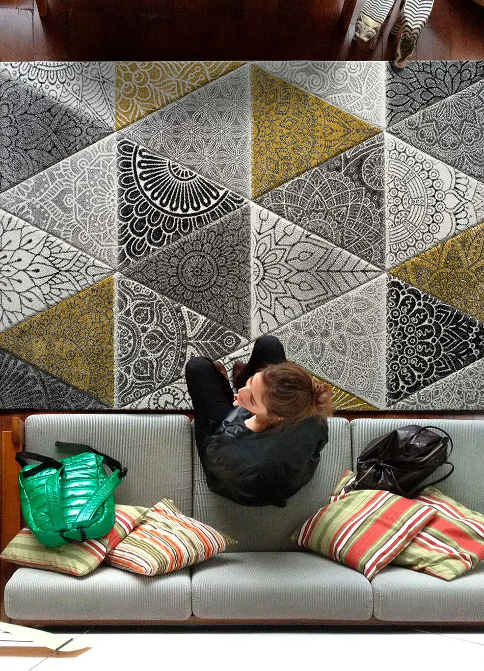 Atticgo Alfombra geométrica Amy 22626 Gris Ambiente