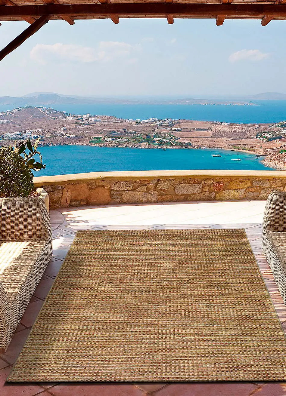 Alfombra a medida de exterior Asia 8227 Beige ambiente | Atticgo