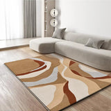 Alfombra abstracta beige y caldera Astra 13006 en ambiente | Atticgo