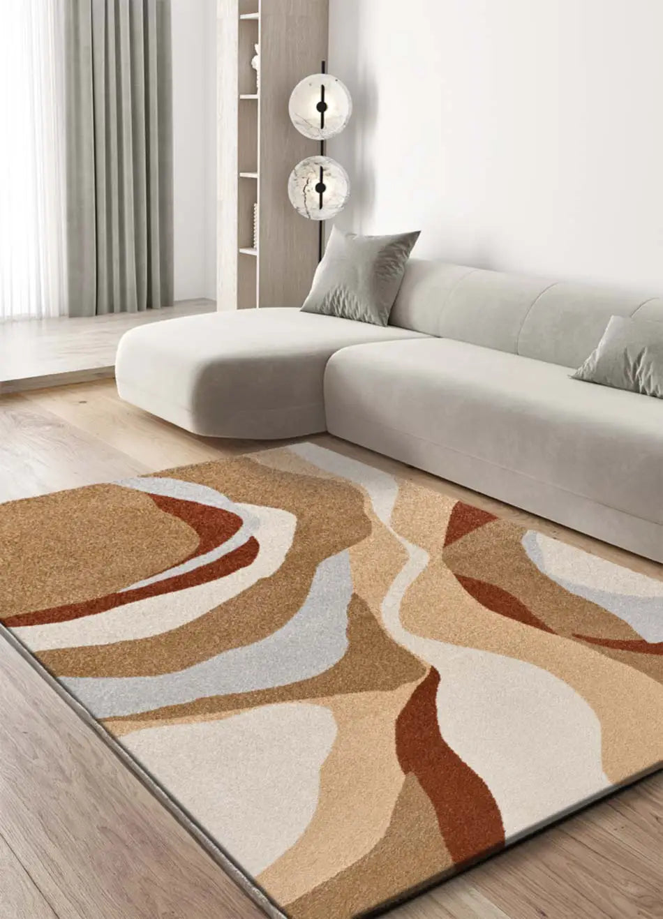 Alfombra abstracta salón beige y caldera Astra 13006 | Atticgo