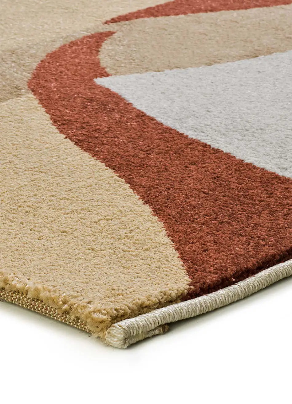 Alfombra abstracta beige y caldera Astra 13006 esquina | Atticgo