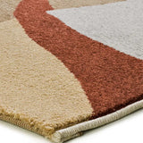 Alfombra abstracta beige y caldera Astra 13006 esquina | Atticgo
