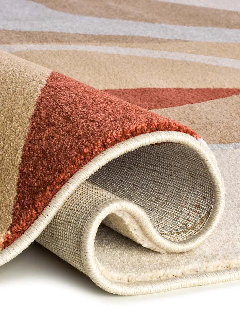 Alfombra abstracta beige y caldera Astra 13006 reverso | Atticgo