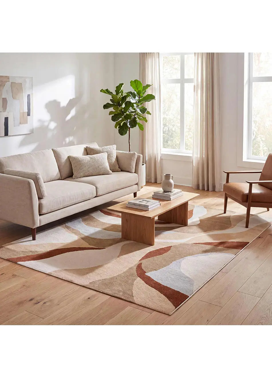 Alfombra abstracta salón beige y caldera Astra 13006 | Atticgo