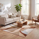 Alfombra abstracta salón beige y caldera Astra 13006 | Atticgo