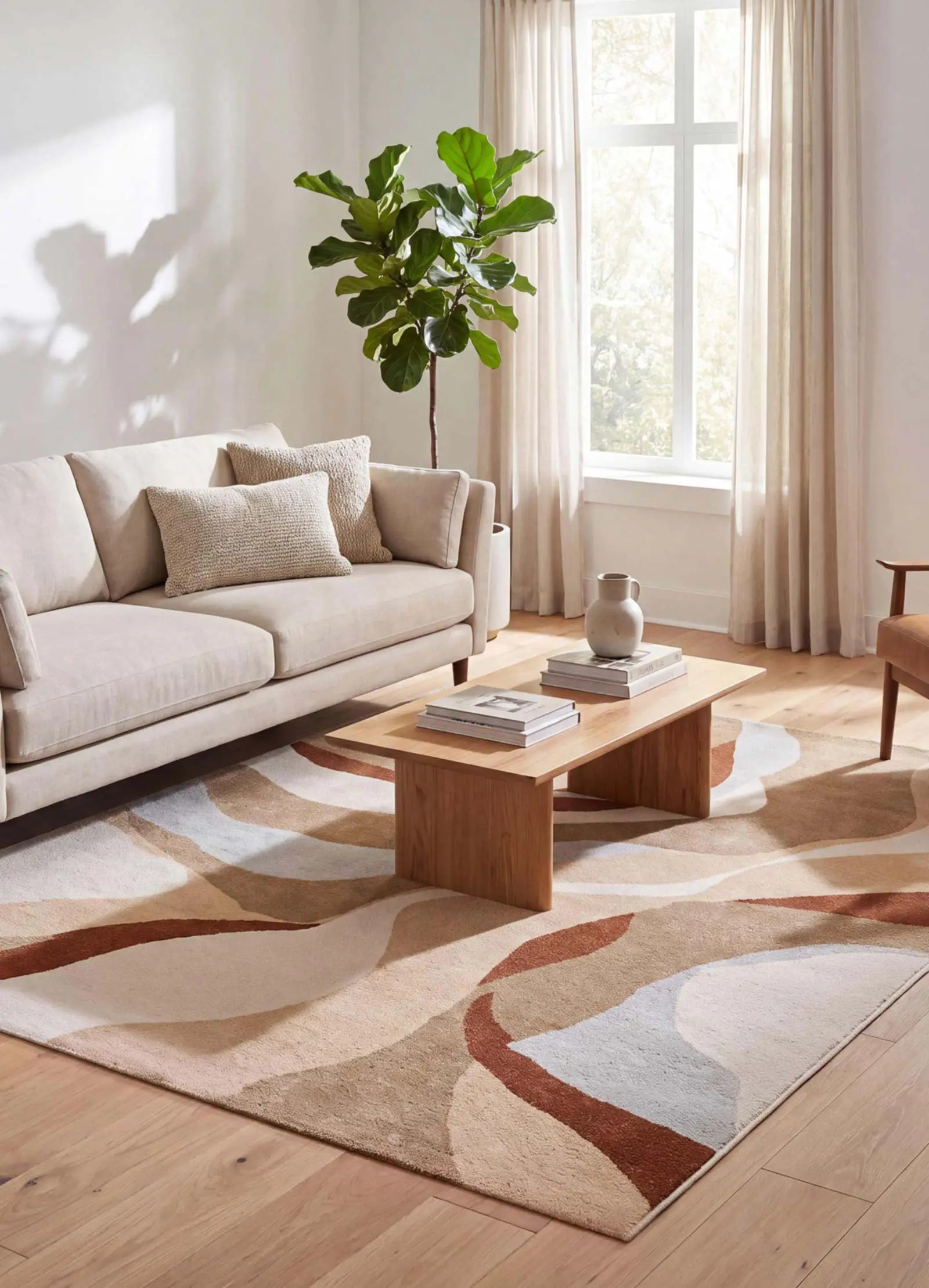 Alfombra abstracta beige y caldera Astra 13006 | Atticgo