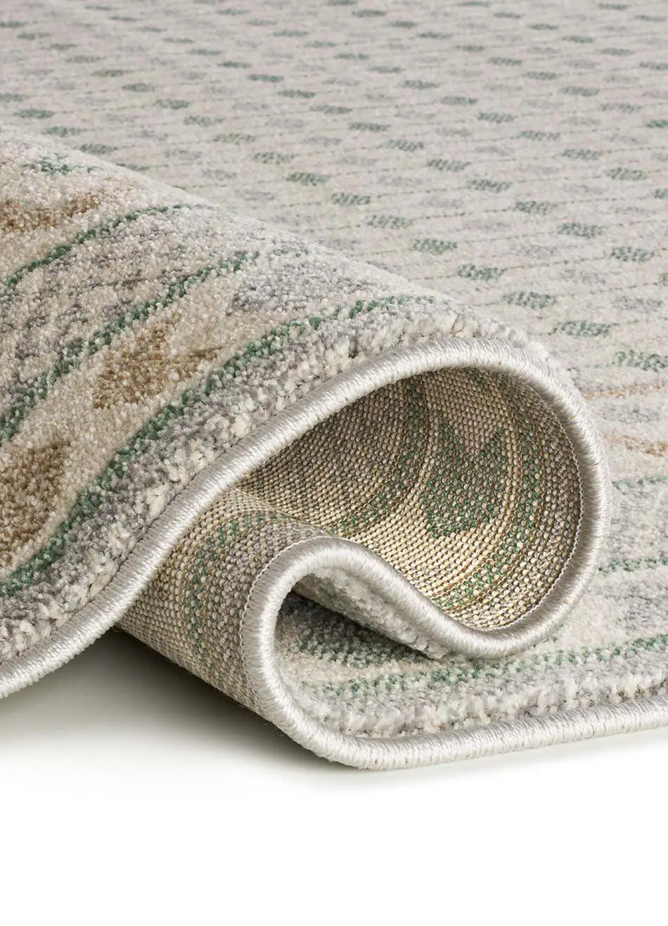 Alfombra vintage  verde y beige Astra 13013 reverso | Atticgo