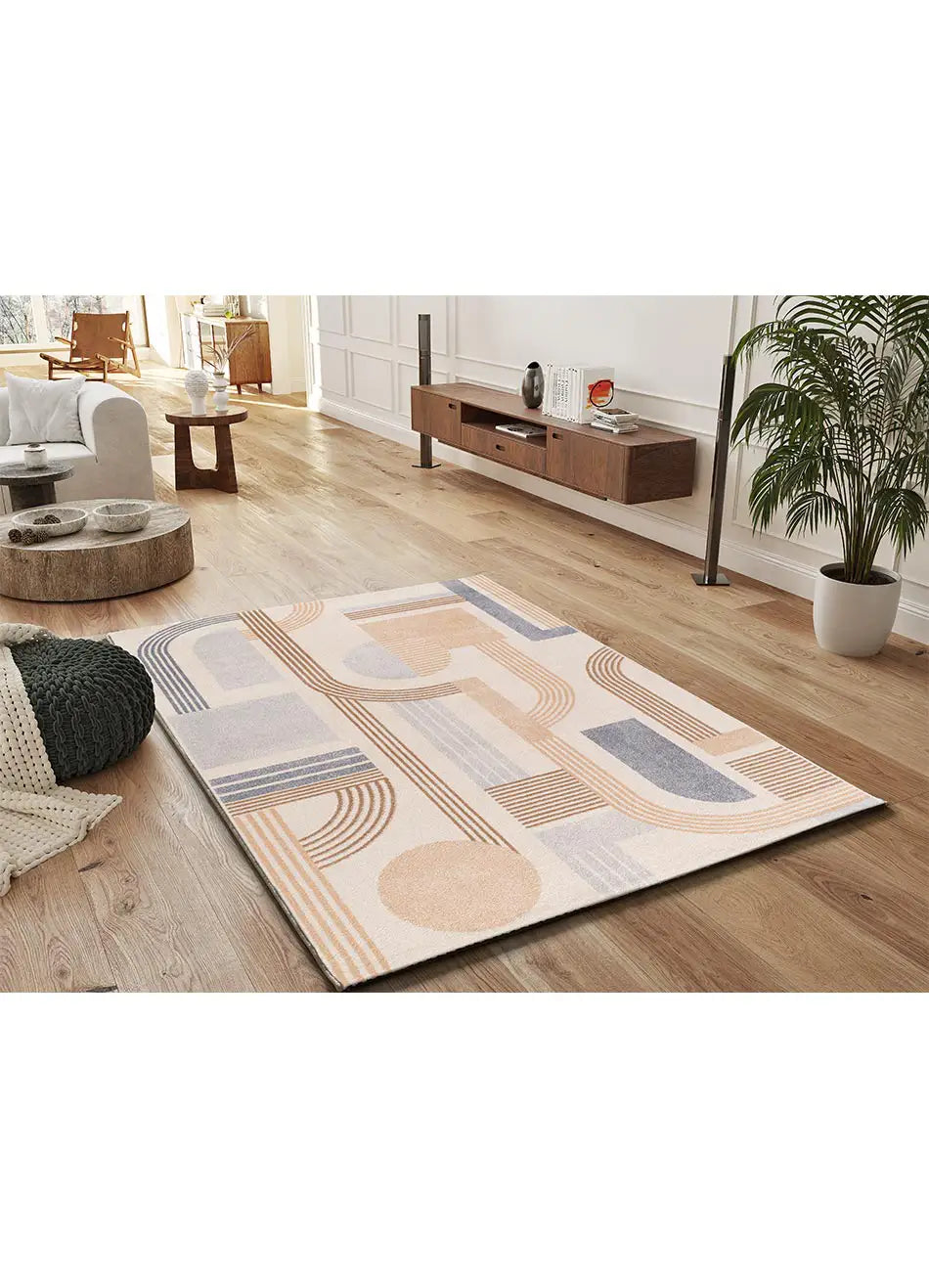 Alfombra geométrica para salón Astra 13014 Beige Atticgo