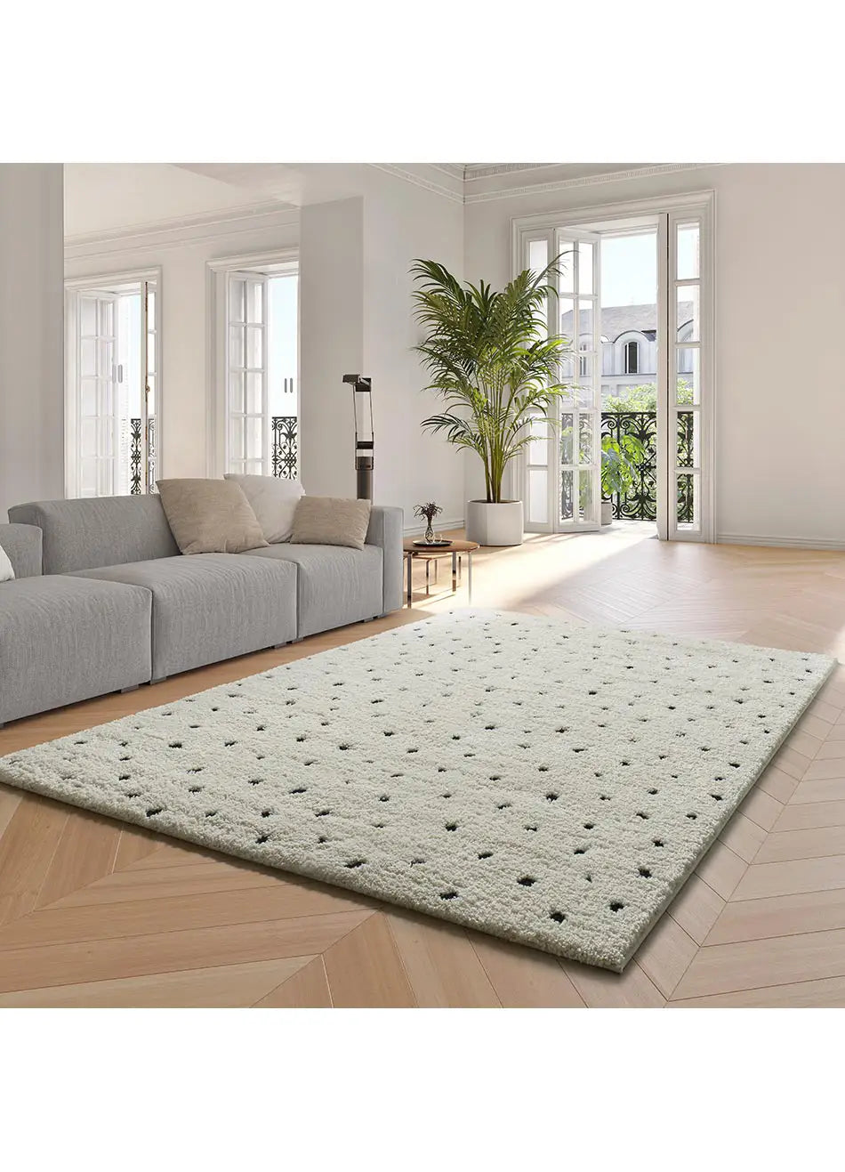 Alfombra shaggy para salón estilo escandinavo Atesa 80406 Blanco Atticgo