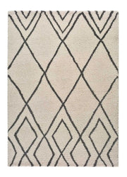 Atticgo Alfombra bereber shaggy rombos Atlas 8637 Blanco