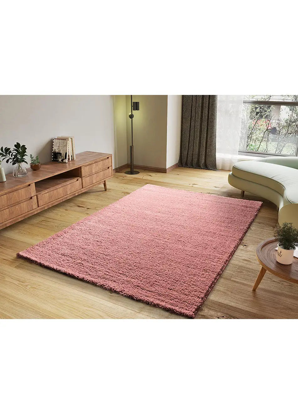 Alfombra Atlas Liso Rosa Ambiente Lienzo