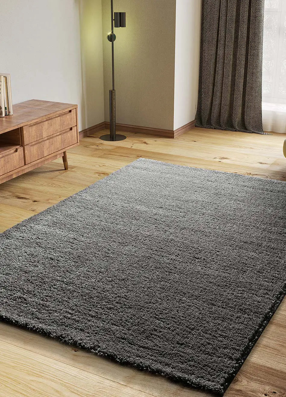 Alfombra a medida Atlas Liso Antracita Ambiente | Atticgo