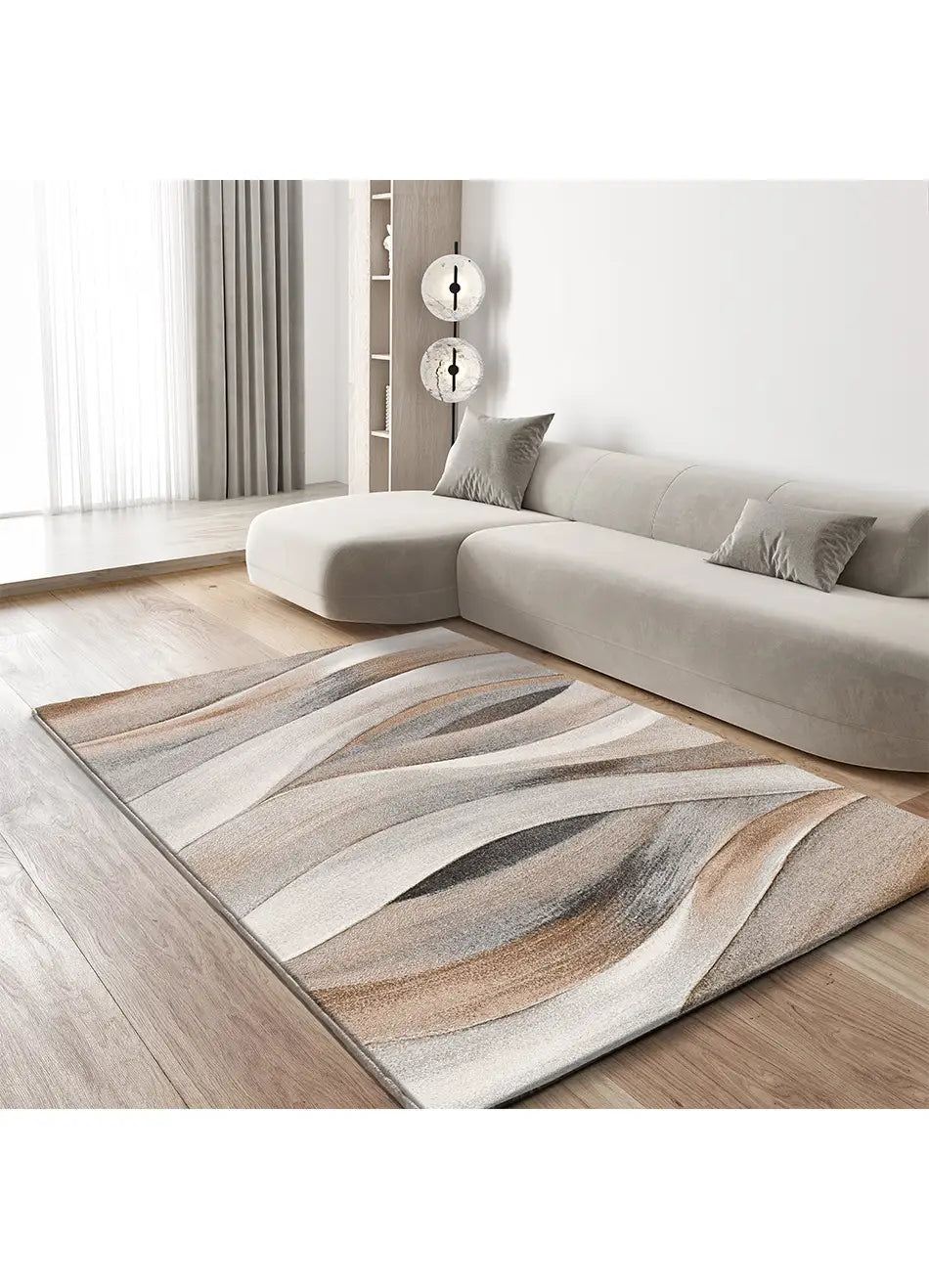 Alfombra abstracta de salón Badet Beige 40126 Atticgo