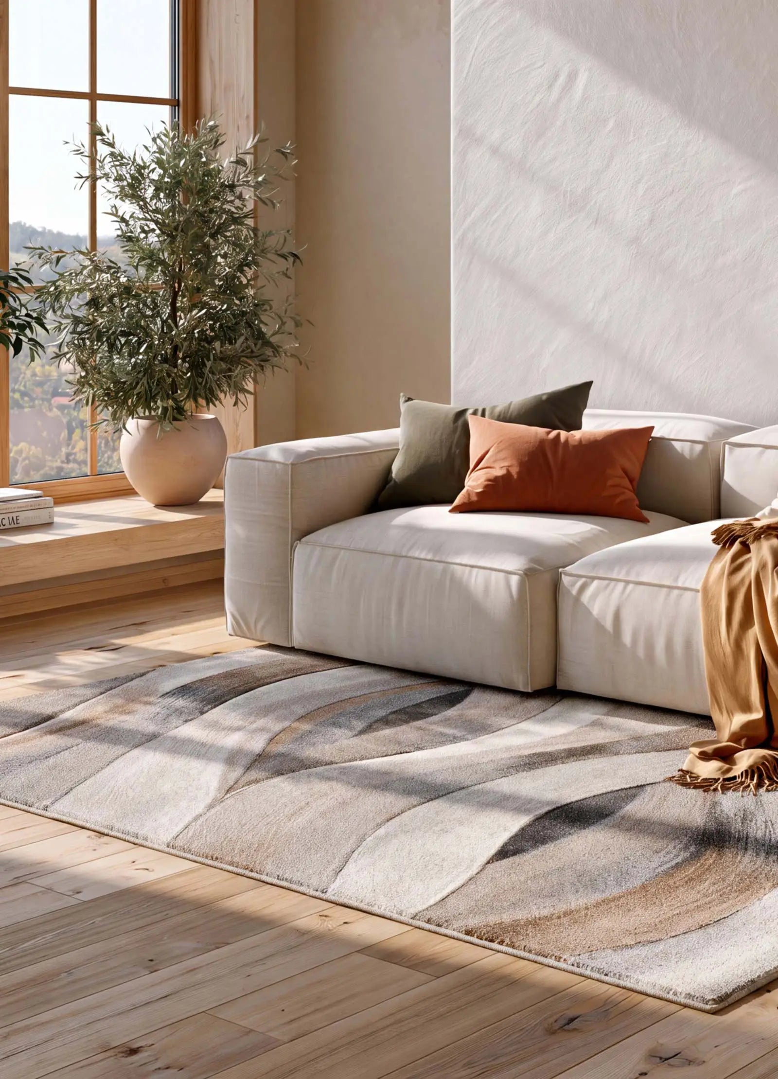 Alfombra abstracta salón Badet Beige 40126 Atticgo