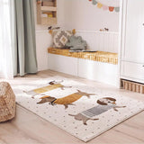 Alfombra infantil perros salchicha Beats 40485 Blanco
