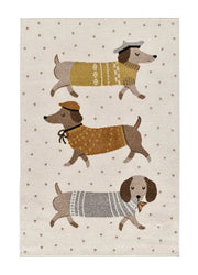Alfombra infantil perros salchicha Beats 40485 Blanco Atticgo