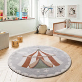 Alfombra infantil redonda circo Beats 40486 Gris Atticgo Sala de juegos