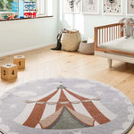 Alfombra infantil redonda circo Beats 40486 Gris Atticgo Habitación Infantil